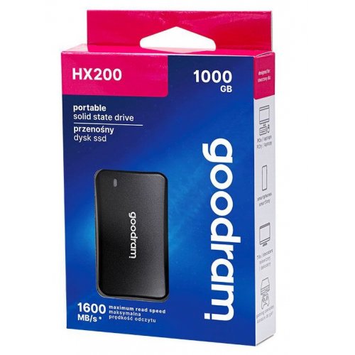 SSD-диск GoodRAM HX200 2TB USB 3.2 (SSDPR-HX200-2K0) Black купити з перевіркою сумісності: огляд, характеристики, ціна у Києві, Львові, Вінниці, Хмельницькому, Івано-Франківську, Україні | інтернет-магазин TELEMART.UA фото