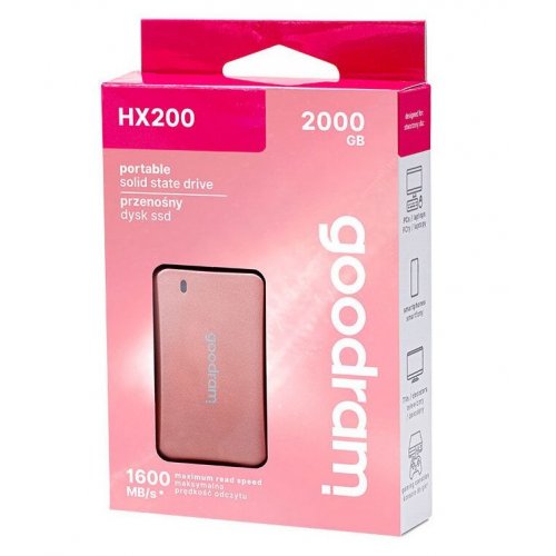 SSD-диск GoodRAM HX200 2TB USB 3.2 (SSDPR-HX200-2K0-RG) Rose Gold купити з перевіркою сумісності: огляд, характеристики, ціна у Києві, Львові, Вінниці, Хмельницькому, Івано-Франківську, Україні | інтернет-магазин TELEMART.UA фото