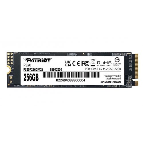 Купить SSD-диск Patriot P320 256GB M.2 (2280 PCI-E) NVMe x4 (P320P256GM28) с проверкой совместимости: обзор, характеристики, цена в Киеве, Днепре, Одессе, Харькове, Украине | интернет-магазин TELEMART.UA фото