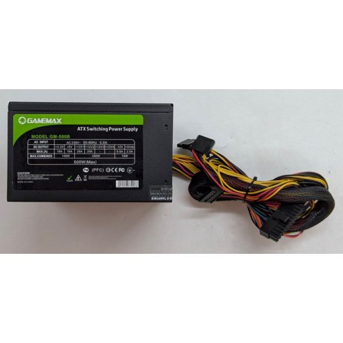 Блок живлення GAMEMAX 500W (GM-500B) (Відновлено продавцем, 763945) купити з перевіркою сумісності: огляд, характеристики, ціна у Києві, Львові, Вінниці, Хмельницькому, Івано-Франківську, Україні | інтернет-магазин TELEMART.UA фото