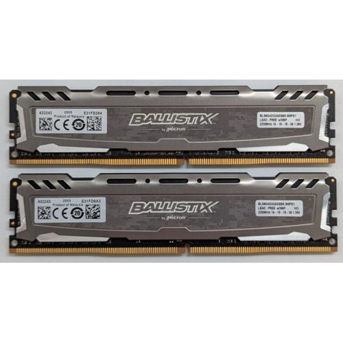Озп Crucial DDR4 16GB (2x8GB) 3200Mhz Ballistix Sport LT Gray (BLS2K8G4D32AESBK) (Відновлено продавцем, 763972) купити з перевіркою сумісності: огляд, характеристики, ціна у Києві, Львові, Вінниці, Хмельницькому, Івано-Франківську, Україні | інтернет-магазин TELEMART.UA фото