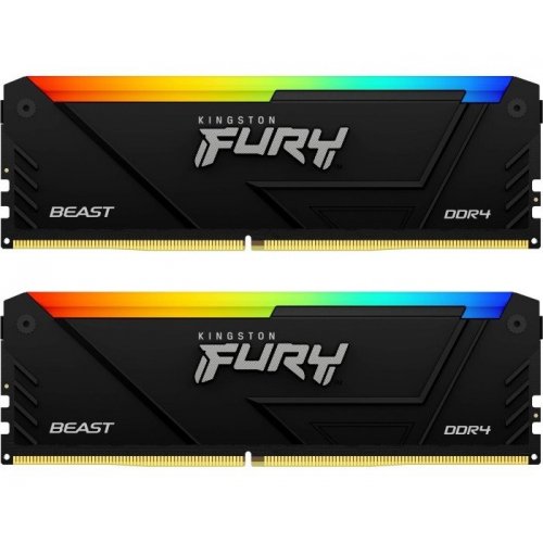 Купить Озу Kingston DDR4 32GB (2x16GB) 3600Mhz FURY Beast RGB Black (KF436C18BB2AK2/32) (Восстановлено продавцом, 763975) с проверкой совместимости: обзор, характеристики, цена в Киеве, Днепре, Одессе, Харькове, Украине | интернет-магазин TELEMART.UA фото