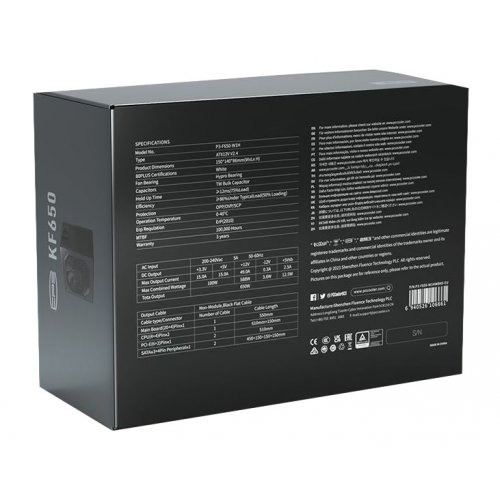Купить Блок питания PCCooler KF650 650W (P3-F650-W1HWBK0-EU) с проверкой совместимости: обзор, характеристики, цена в Киеве, Днепре, Одессе, Харькове, Украине | интернет-магазин TELEMART.UA фото