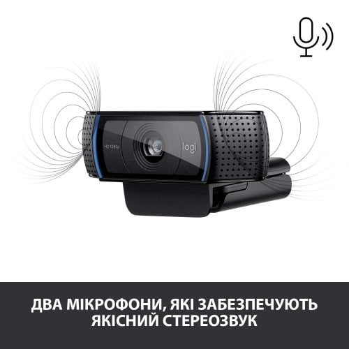 Купити Веб-камера Logitech HD Pro Webcam C920 (960-001055) Black - ціна в Києві, Львові, Вінниці, Хмельницькому, Франківську, Україні | інтернет-магазин TELEMART.UA фото