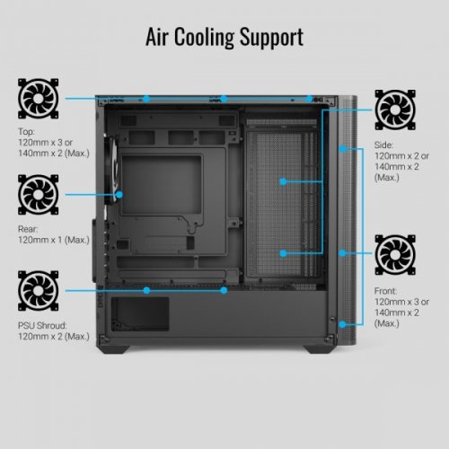 Корпус Aerocool D301A-G-V2 без БЖ (ACCS-DS03043.11) Black купити з перевіркою сумісності: огляд, характеристики, ціна у Києві, Львові, Вінниці, Хмельницькому, Івано-Франківську, Україні | інтернет-магазин TELEMART.UA фото