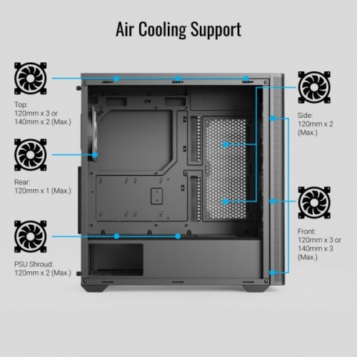 Купить Корпус Aerocool D501A-G-V2 без БП (ACCM-DS01043.11) Black с проверкой совместимости: обзор, характеристики, цена в Киеве, Днепре, Одессе, Харькове, Украине | интернет-магазин TELEMART.UA фото
