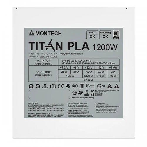 Купить Блок питания Montech TITAN PLA 1200W с проверкой совместимости: обзор, характеристики, цена в Киеве, Днепре, Одессе, Харькове, Украине | интернет-магазин TELEMART.UA фото
