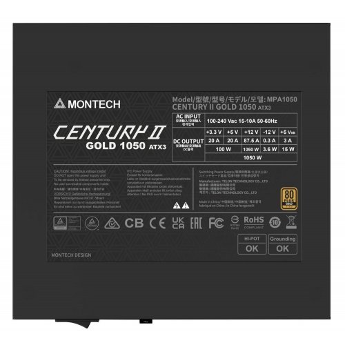 Купить Блок питания Montech CENTURY II 1050W с проверкой совместимости: обзор, характеристики, цена в Киеве, Днепре, Одессе, Харькове, Украине | интернет-магазин TELEMART.UA фото