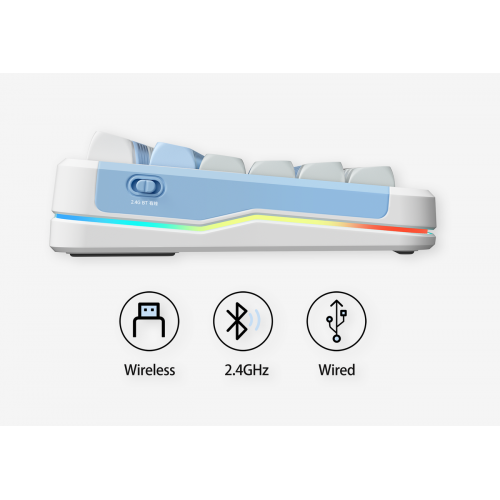 Клавиатура MCHOSE X75 RGB Mechanical Icy Creamsicle Switch Wireless (MC-X75-2A) Navy Blue купить в Украине: Киев, Днепр, Харьков, Одесса  | Низкая цена, отзывы, характеристики от TELEMART фото