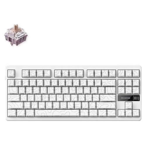 Купить Клавиатура MCHOSE G87 RGB Mechanical Speed Gold Switch V2 Wireless (MC-G87-10) White Topographic - цена в Харькове, Киеве, Днепре, Одессе
в интернет-магазине Telemart фото