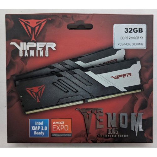 Озп Patriot DDR5 32GB (2x16GB) 5600Mhz Viper Venom (PVV532G560C36K) (Відновлено продавцем, 764919) купити з перевіркою сумісності: огляд, характеристики, ціна у Києві, Львові, Вінниці, Хмельницькому, Івано-Франківську, Україні | інтернет-магазин TELEMART.UA фото