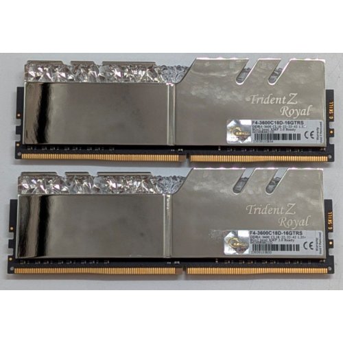 Озп G.Skill DDR4 16GB (2x8GB) 3600Mhz Trident Z Royal Silver (F4-3600C18D-16GTRS) (Відновлено продавцем, 764994) купити з перевіркою сумісності: огляд, характеристики, ціна у Києві, Львові, Вінниці, Хмельницькому, Івано-Франківську, Україні | інтернет-магазин TELEMART.UA фото