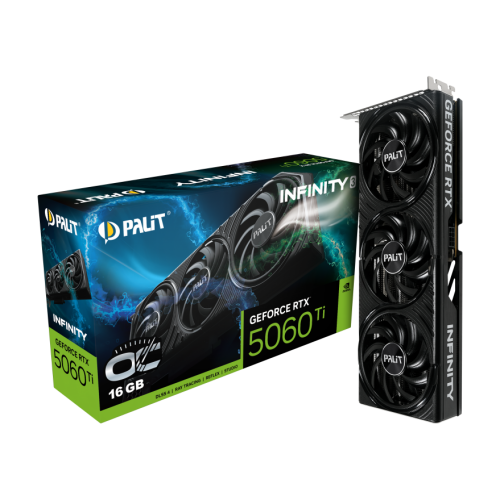 Відеокарта Palit GeForce RTX 5060 Ti Infinity 3 OC 16384MB (NE7506TS19T1-GB2061S) купити з перевіркою сумісності: огляд, характеристики, ціна у Києві, Львові, Вінниці, Хмельницькому, Івано-Франківську, Україні | інтернет-магазин TELEMART.UA фото