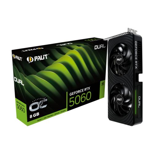 Відеокарта Palit GeForce RTX 5060 Dual OC 8192MB (NE75060S19P1-GB2063D) купити з перевіркою сумісності: огляд, характеристики, ціна у Києві, Львові, Вінниці, Хмельницькому, Івано-Франківську, Україні | інтернет-магазин TELEMART.UA фото