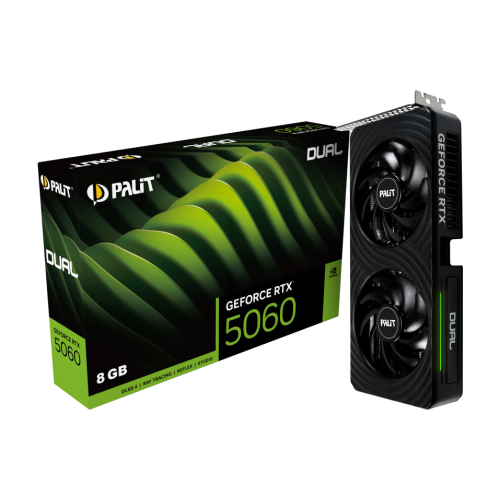 Відеокарта Palit GeForce RTX 5060 Dual 8192MB (NE75060019P1-GB2063D) купити з перевіркою сумісності: огляд, характеристики, ціна у Києві, Львові, Вінниці, Хмельницькому, Івано-Франківську, Україні | інтернет-магазин TELEMART.UA фото