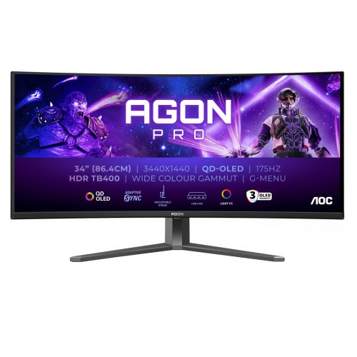 Купити Монітор AOC 34" Agon Pro AG346UCD Black/Grey - ціна в Києві, Львові, Вінниці, Хмельницькому, Франківську, Україні | інтернет-магазин TELEMART.UA фото