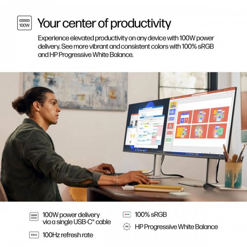 Купить Монитор HP 27" S5 Pro 527pu (9E0G5AA) Black - цена в Харькове, Киеве, Днепре, Одессе
в интернет-магазине Telemart фото