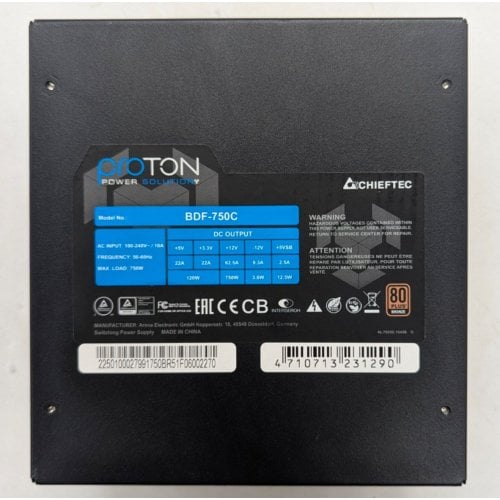 Блок живлення CHIEFTEC Proton 750W (BDF-750C) (Відновлено продавцем, 765297) купити з перевіркою сумісності: огляд, характеристики, ціна у Києві, Львові, Вінниці, Хмельницькому, Івано-Франківську, Україні | інтернет-магазин TELEMART.UA фото