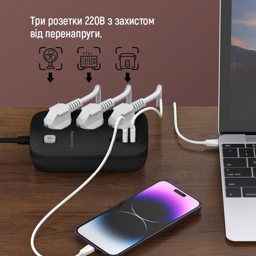 Купить Сетевой фильтр СolorWay 2 м 3 розетки + 2 x USB + 2 x USB Type-C (CW-CHE34PDB) Black - цена в Харькове, Киеве, Днепре, Одессе
в интернет-магазине Telemart фото