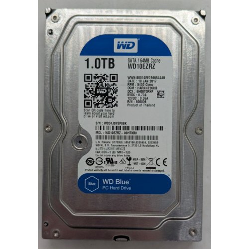 Жорсткий диск Western Digital Blue 1TB 64MB 3.5" (WD10EZRZ) (Відновлено продавцем, 765545) купити з перевіркою сумісності: огляд, характеристики, ціна у Києві, Львові, Вінниці, Хмельницькому, Івано-Франківську, Україні | інтернет-магазин TELEMART.UA фото