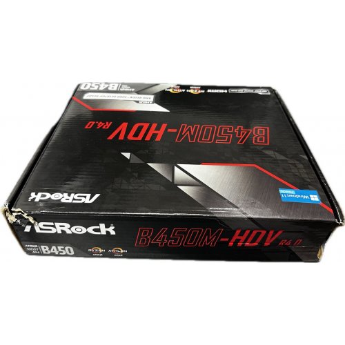 Уцінка материнська плата AsRock B450M-HDV R4.0 (sAM4, AMD B450) (Пошкоджено пакування, 765600) купити з перевіркою сумісності: огляд, характеристики, ціна у Києві, Львові, Вінниці, Хмельницькому, Івано-Франківську, Україні | інтернет-магазин TELEMART.UA фото