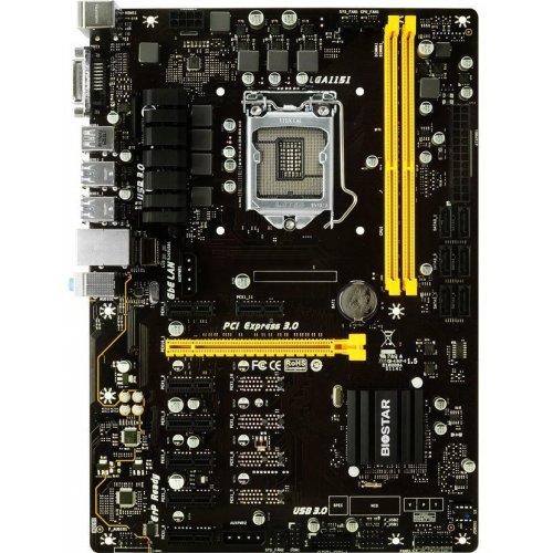 Материнська плата Biostar TB250-BTC+ (s1151, Intel B250) (Відновлено продавцем, 766112) купити з перевіркою сумісності: огляд, характеристики, ціна у Києві, Львові, Вінниці, Хмельницькому, Івано-Франківську, Україні | інтернет-магазин TELEMART.UA фото