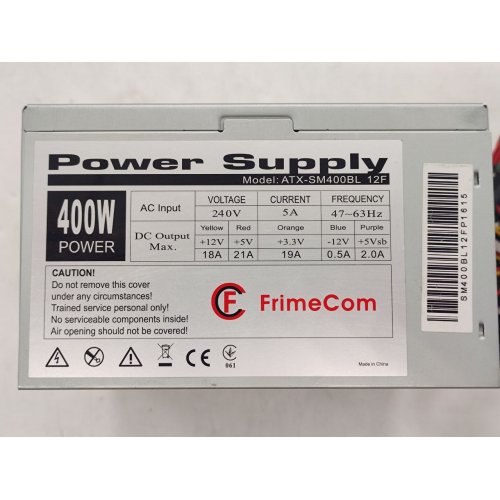 Блок живлення FrimeCom 400W (ATX-SM400BL 12F) (Відновлено продавцем, 766134) купити з перевіркою сумісності: огляд, характеристики, ціна у Києві, Львові, Вінниці, Хмельницькому, Івано-Франківську, Україні | інтернет-магазин TELEMART.UA фото