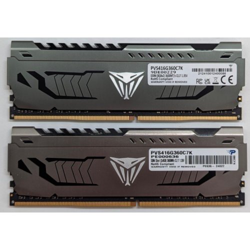 Озп Patriot DDR4 16GB (2x8GB) 3600Mhz Viper Steel (PVS416G360C7K) (Відновлено продавцем, 766161) купити з перевіркою сумісності: огляд, характеристики, ціна у Києві, Львові, Вінниці, Хмельницькому, Івано-Франківську, Україні | інтернет-магазин TELEMART.UA фото