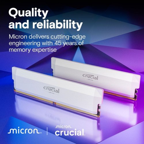 Купить ОЗУ Crucial DDR5 16GB 6400Mhz Pro Overclocking White (CP16G64C38U5W) с проверкой совместимости: обзор, характеристики, цена в Киеве, Днепре, Одессе, Харькове, Украине | интернет-магазин TELEMART.UA фото