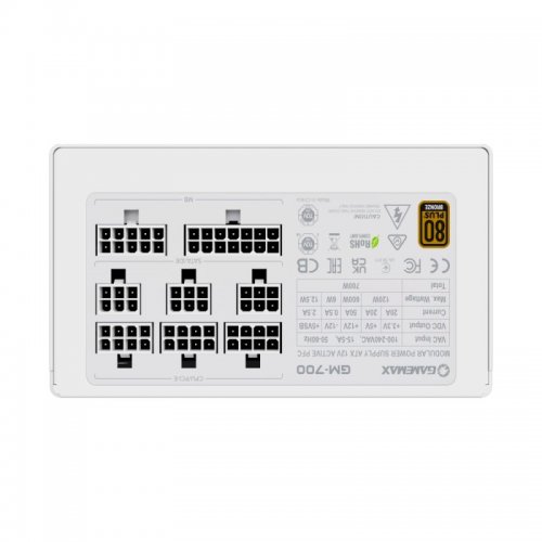 Блок живлення GAMEMAX GM-700 Modular 700W White купити з перевіркою сумісності: огляд, характеристики, ціна у Києві, Львові, Вінниці, Хмельницькому, Івано-Франківську, Україні | інтернет-магазин TELEMART.UA фото