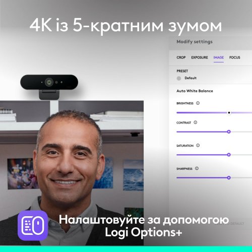 Купити Веб-камера Logitech Brio 4К (960-001718) Graphite - ціна в Києві, Львові, Вінниці, Хмельницькому, Франківську, Україні | інтернет-магазин TELEMART.UA фото