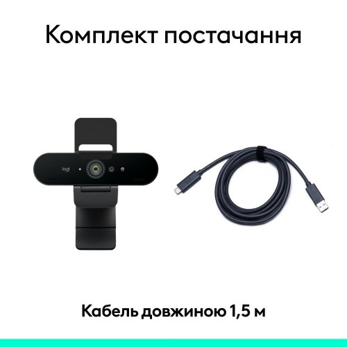 Купити Веб-камера Logitech Brio 4К (960-001718) Graphite - ціна в Києві, Львові, Вінниці, Хмельницькому, Франківську, Україні | інтернет-магазин TELEMART.UA фото