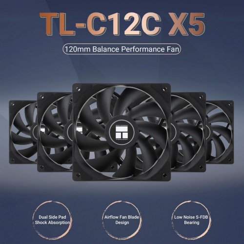 Набор кулеров для корпуса Thermalright TL-C12C 5 in 1 Black купити з перевіркою сумісності: огляд, характеристики, ціна у Києві, Львові, Вінниці, Хмельницькому, Івано-Франківську, Україні | інтернет-магазин TELEMART.UA фото