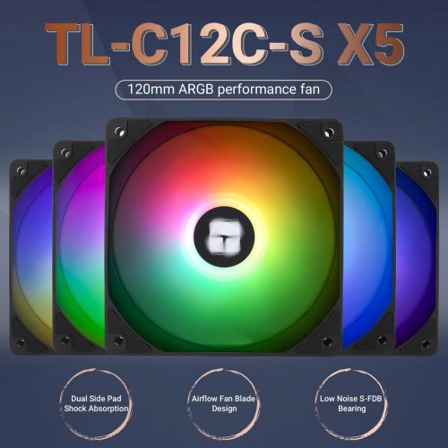Купить Набор кулеров для корпуса Thermalright TL-C12C-S 5 in 1 Black с проверкой совместимости: обзор, характеристики, цена в Киеве, Днепре, Одессе, Харькове, Украине | интернет-магазин TELEMART.UA фото