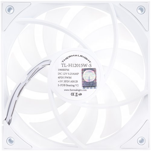 Кулер для корпуса Thermalright TL-H12015-S White купити з перевіркою сумісності: огляд, характеристики, ціна у Києві, Львові, Вінниці, Хмельницькому, Івано-Франківську, Україні | інтернет-магазин TELEMART.UA фото