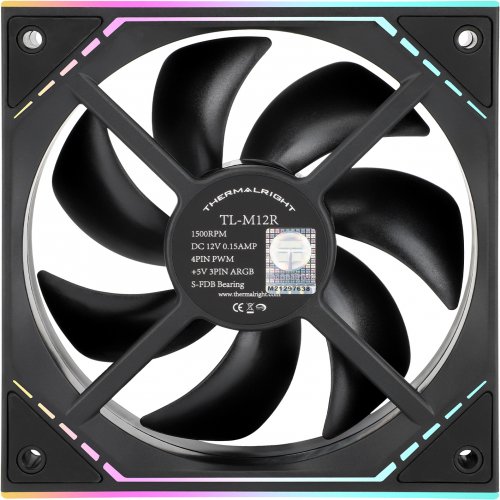 Кулер для корпуса Thermalright TL-M12R Black купити з перевіркою сумісності: огляд, характеристики, ціна у Києві, Львові, Вінниці, Хмельницькому, Івано-Франківську, Україні | інтернет-магазин TELEMART.UA фото