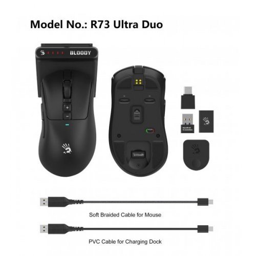 Купить Мышка A4Tech Bloody R73 Ultra Duo Black - цена в Харькове, Киеве, Днепре, Одессе
в интернет-магазине Telemart фото