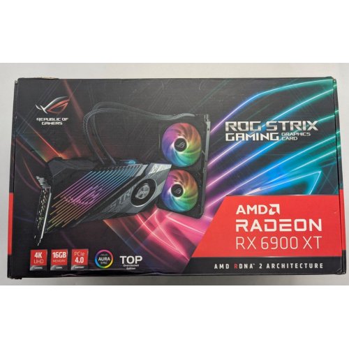 Відеокарта Asus ROG Radeon RX 6900 XT STRIX LC 16384MB (ROG-STRIX-LC-RX6900XT-T16G-GAMING) (Відновлено продавцем, 766979) купити з перевіркою сумісності: огляд, характеристики, ціна у Києві, Львові, Вінниці, Хмельницькому, Івано-Франківську, Україні | інтернет-магазин TELEMART.UA фото