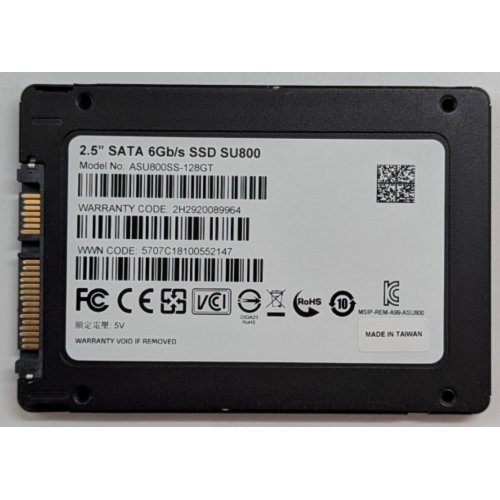 Купить Ssd-диск ADATA Ultimate SU800 TLC 128GB 2.5'' (ASU800SS-128GT-C) (Восстановлено продавцом, 767051) с проверкой совместимости: обзор, характеристики, цена в Киеве, Днепре, Одессе, Харькове, Украине | интернет-магазин TELEMART.UA фото