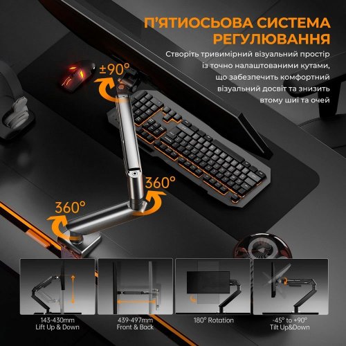 Купити Уцінка настільне кріплення для монітора Anda Seat Stealth II 17-32" (AD-W-A6D-1S-FW) White (Сліди використання, 767609) - ціна в Києві, Львові, Вінниці, Хмельницькому, Франківську, Україні | інтернет-магазин TELEMART.UA фото