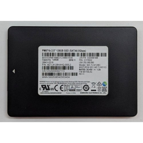 Ssd-диск Samsung PM871b TLC 128GB 2.5" (MZ7LN128HAHQ-000L2) (Відновлено продавцем, 767760) купити з перевіркою сумісності: огляд, характеристики, ціна у Києві, Львові, Вінниці, Хмельницькому, Івано-Франківську, Україні | інтернет-магазин TELEMART.UA фото