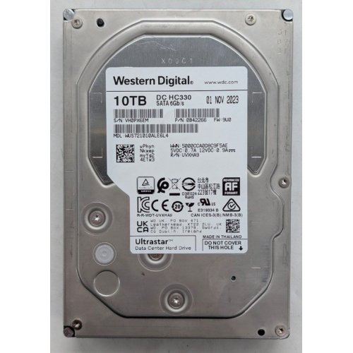 Жорсткий диск Western Digital Ultrastar DC HC330 10TB 256MB 7200RPM 3.5" (WUS721010ALE6L4/0B42266) (Відновлено продавцем, 767854) купити з перевіркою сумісності: огляд, характеристики, ціна у Києві, Львові, Вінниці, Хмельницькому, Івано-Франківську, Україні | інтернет-магазин TELEMART.UA фото