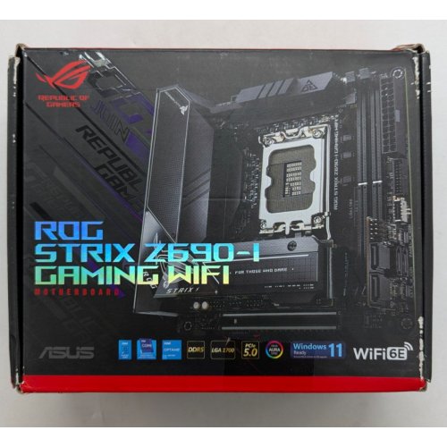 Материнська плата Asus ROG STRIX Z690-I GAMING (WI-FI) (s1700, Intel Z690) (Відновлено продавцем, 767868) купити з перевіркою сумісності: огляд, характеристики, ціна у Києві, Львові, Вінниці, Хмельницькому, Івано-Франківську, Україні | інтернет-магазин TELEMART.UA фото