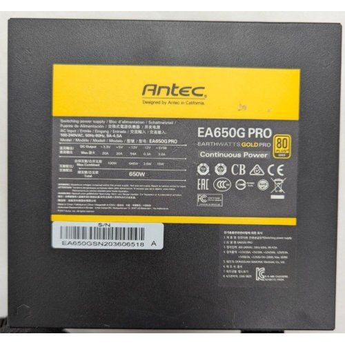 Купить Блок питания Antec EarthWatts EA550G Pro 550W (0-761345-11614-5) (Восстановлено продавцом, 767875) с проверкой совместимости: обзор, характеристики, цена в Киеве, Днепре, Одессе, Харькове, Украине | интернет-магазин TELEMART.UA фото
