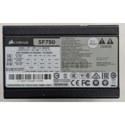 Купить Блок питания Corsair SF750 750W (CP-9020186-EU) (Восстановлено продавцом, 767896) с проверкой совместимости: обзор, характеристики, цена в Киеве, Днепре, Одессе, Харькове, Украине | интернет-магазин TELEMART.UA фото