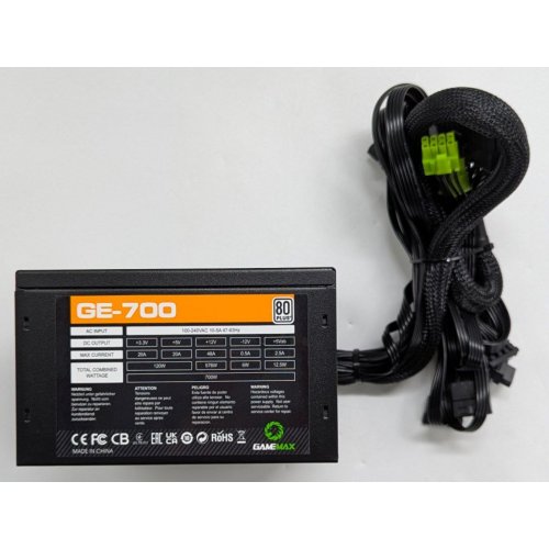 Блок живлення GAMEMAX GE-700 700W (GE-700) (Відновлено продавцем, 768106) купити з перевіркою сумісності: огляд, характеристики, ціна у Києві, Львові, Вінниці, Хмельницькому, Івано-Франківську, Україні | інтернет-магазин TELEMART.UA фото