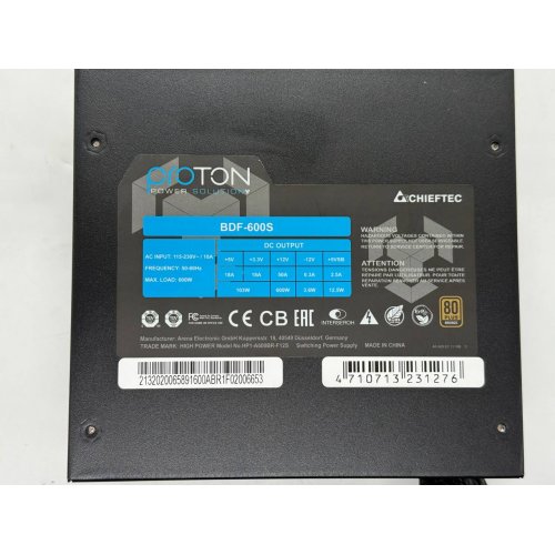 Блок живлення CHIEFTEC Proton 600W (BDF-600S) (Відновлено продавцем, 768137) купити з перевіркою сумісності: огляд, характеристики, ціна у Києві, Львові, Вінниці, Хмельницькому, Івано-Франківську, Україні | інтернет-магазин TELEMART.UA фото
