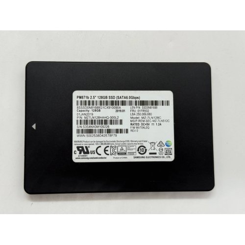 Ssd-диск Samsung PM871b TLC 128GB 2.5" (MZ7LN128HAHQ-000L2) (Відновлено продавцем, 768157) купити з перевіркою сумісності: огляд, характеристики, ціна у Києві, Львові, Вінниці, Хмельницькому, Івано-Франківську, Україні | інтернет-магазин TELEMART.UA фото