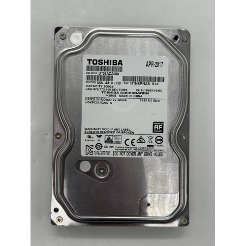 Жорсткий диск Toshiba 500GB 32MB 7200RPM 3.5" (DT01ACA050) (Відновлено продавцем, 768172) купити з перевіркою сумісності: огляд, характеристики, ціна у Києві, Львові, Вінниці, Хмельницькому, Івано-Франківську, Україні | інтернет-магазин TELEMART.UA фото