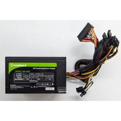 Блок живлення GAMEMAX 500W (GM-500B) (Відновлено продавцем, 768418) купити з перевіркою сумісності: огляд, характеристики, ціна у Києві, Львові, Вінниці, Хмельницькому, Івано-Франківську, Україні | інтернет-магазин TELEMART.UA фото